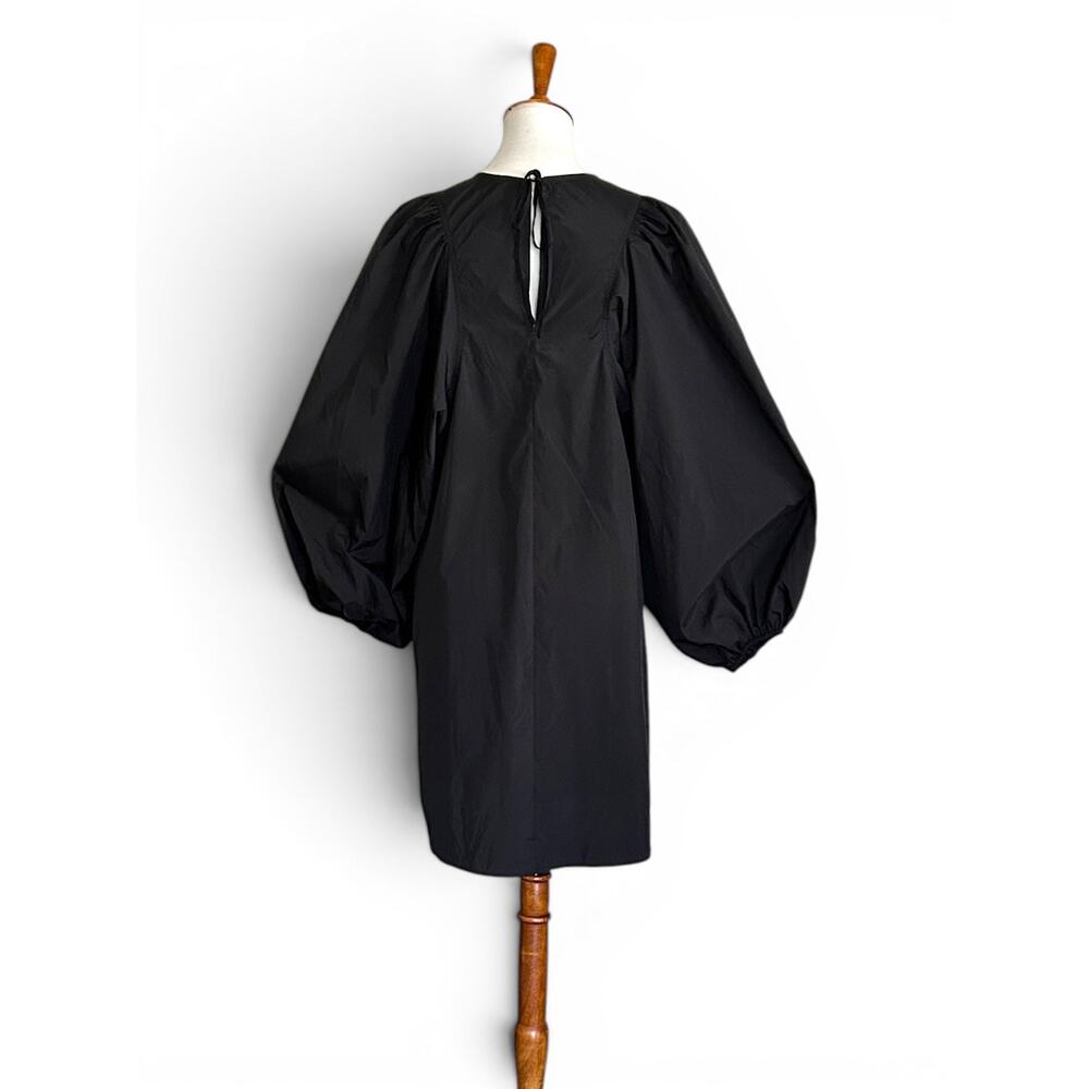 H&M Black Balloon Sleeve Shift Mini Dress Size Small